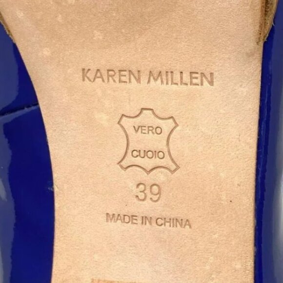 Karen Millen Electric Blue Patent Calf Leather Peep Toe Pumps - Size 8.5 - Picture 7 of 7